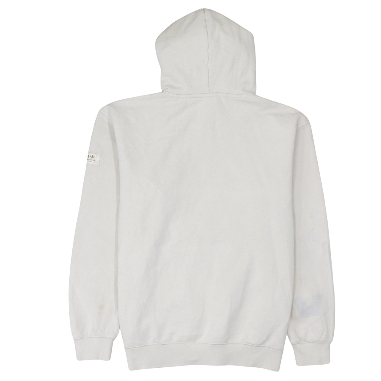 Adidas Men's Beige Pullover Hoodie Size M Logo Fleece Sweatshirt