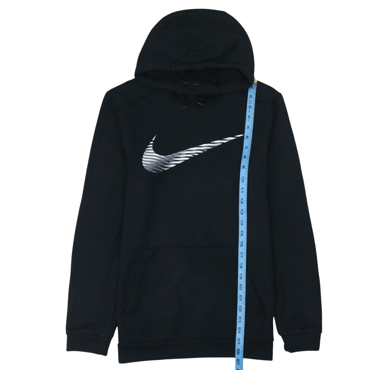 Nike Mens Black Pullover Hoodie Small Logo Graphic Dri-Fit