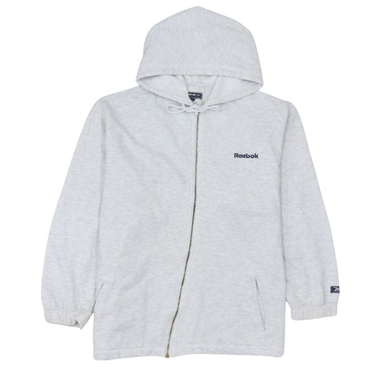 Reebok Womens Grey Full Zip Hoodie Size 12 Cotton Essentials