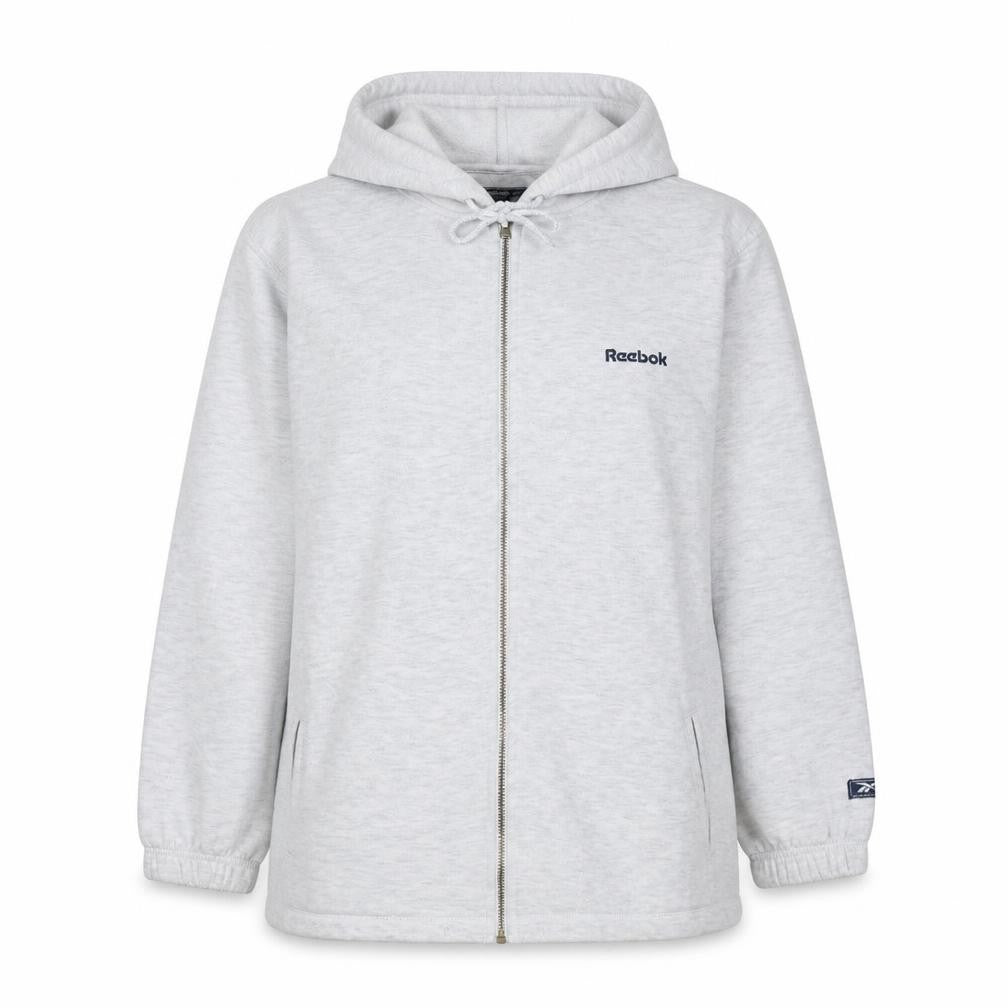 Reebok Womens Grey Full Zip Hoodie Size 12 Cotton Essentials