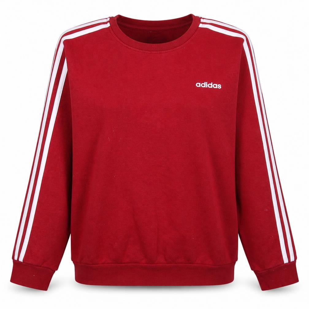 Front view of Adidas Women's Red Crew Neck Pullover Sweatshirt XL Classic Logo Style