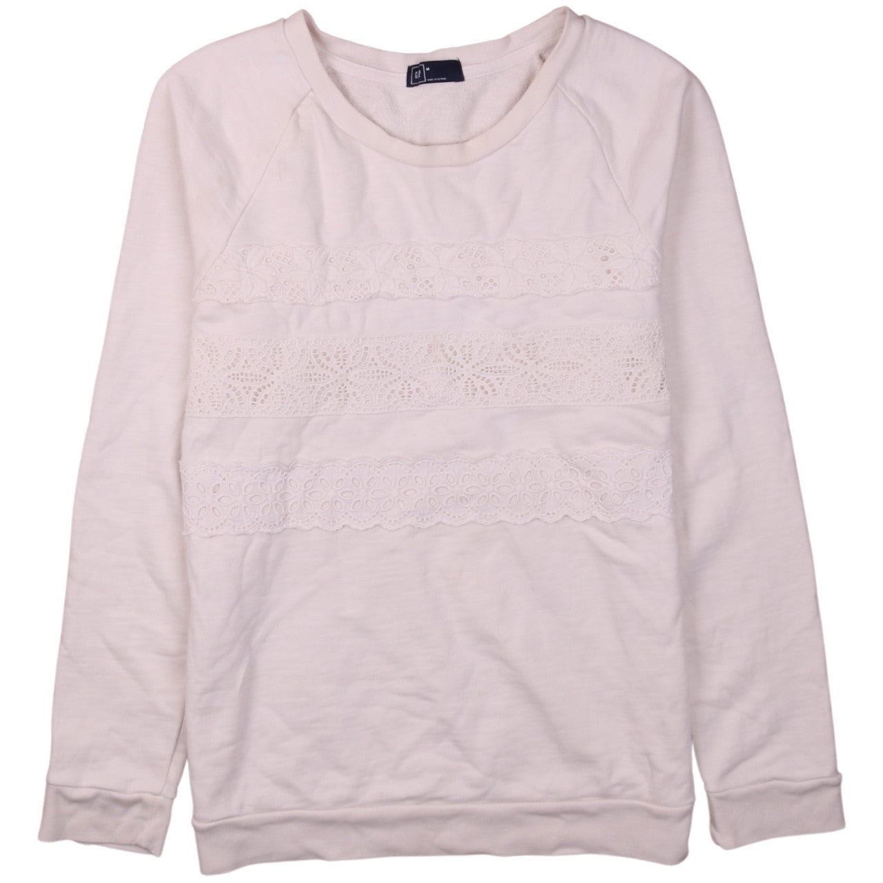 GAP Women Ivory Lace Panel Pullover Sweatshirt M