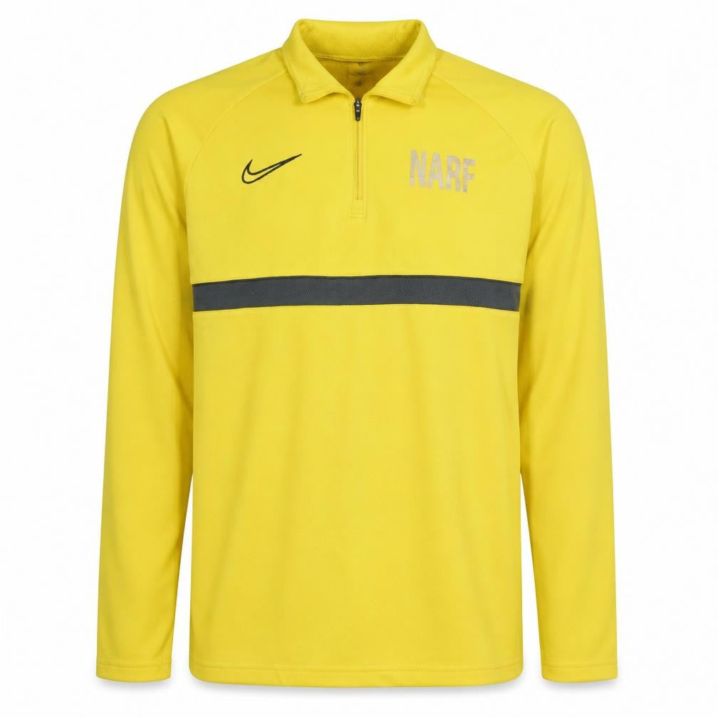Front view of Nike Men's Yellow 1/4 Zip Dri-FIT Sports Sweatshirt, size M