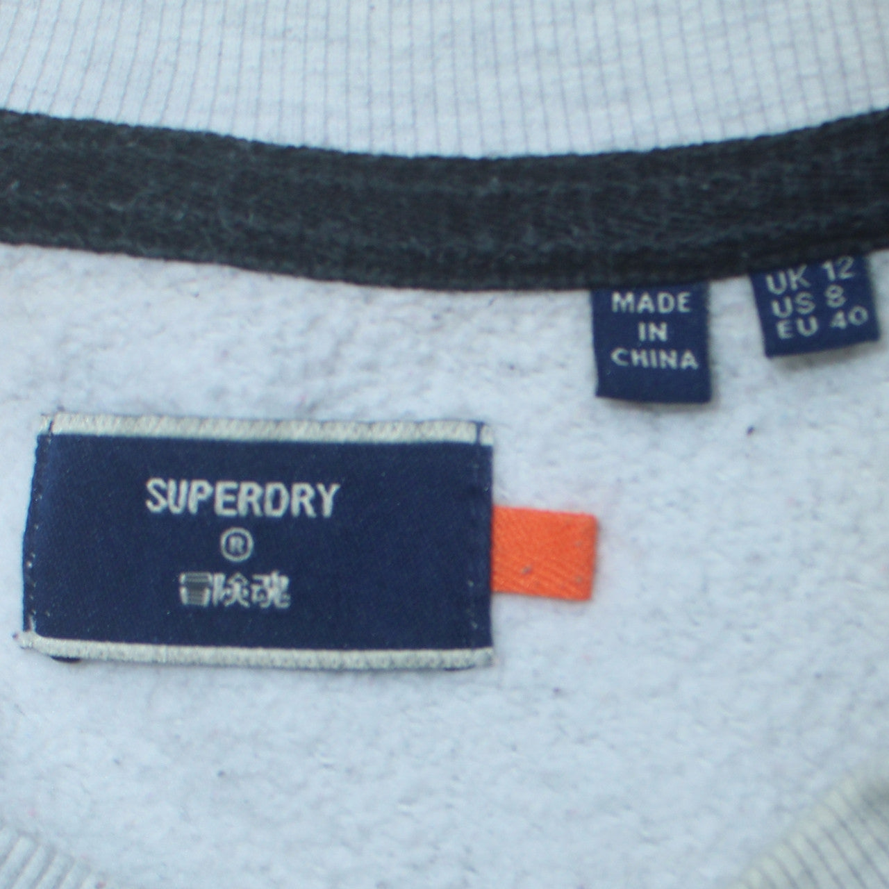 Superdry Womens Grey Crew Neck Pullover Sweatshirt Size 12