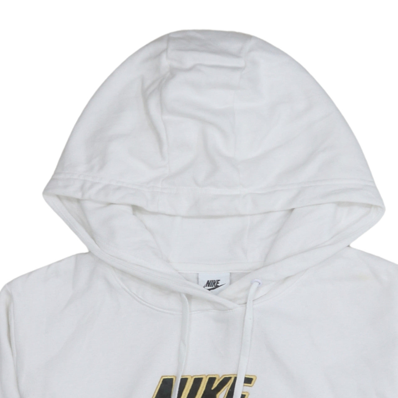 Nike Women's White Small Pullover Hoodie with Gold Logo