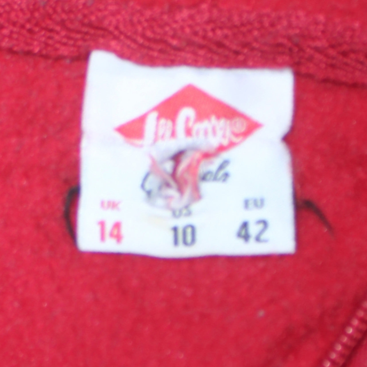 Lee Cooper Men's Red Full Zip Hoodie Size L Regular Fit