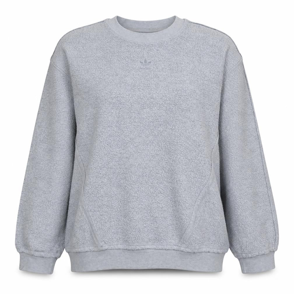 Front view of Adidas Women Grey Crew Neck Pullover Sweatshirt, size 12
