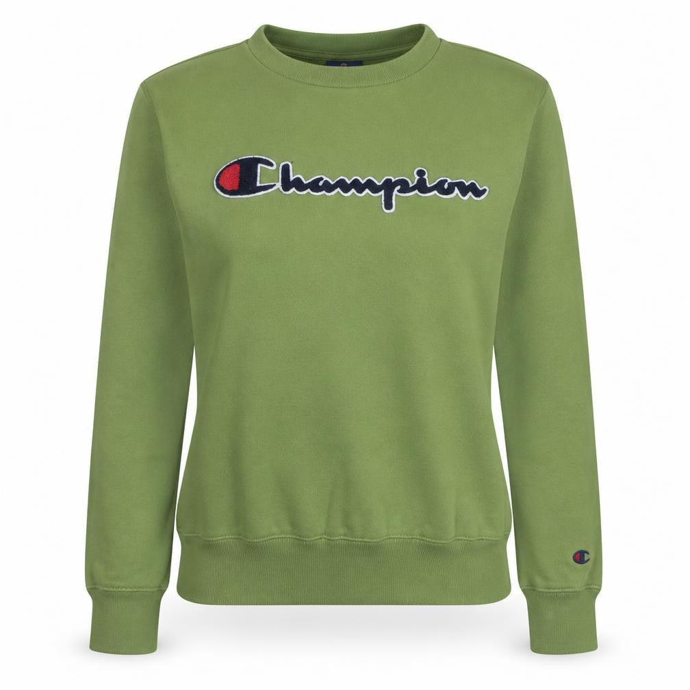 Front view of Champion Women’s Green Small Pullover Sweatshirt with Logo