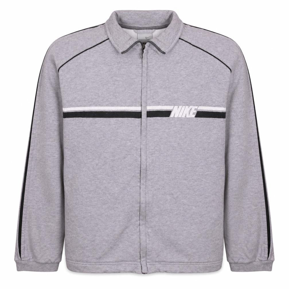 Front view of Nike Men's Grey Full Zip Collared Sweatshirt, size M