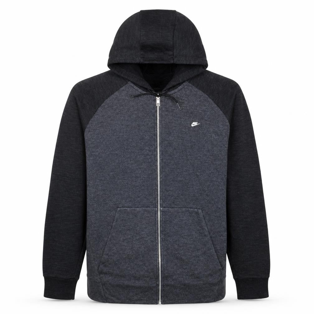 Front view of Nike Men's Grey Full Zip Hoodie XL Cotton Blend Lightweight