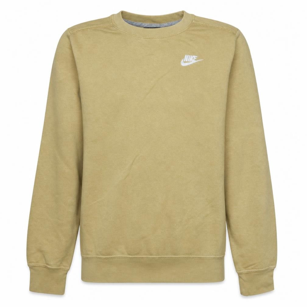 Front view of Nike Men's Beige Crew Neck Regular Fit Sweatshirt, size S