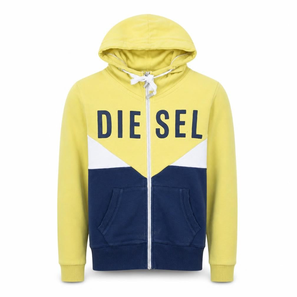 Diesel Teens Yellow XS Full Zip Hooded Sweatshirt with Logo