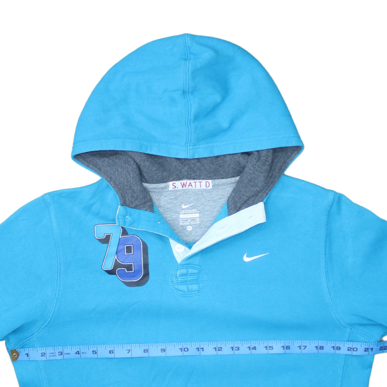Nike Boys Blue Henley Hoodie XL 13-15 Years Cotton Blend Pullover