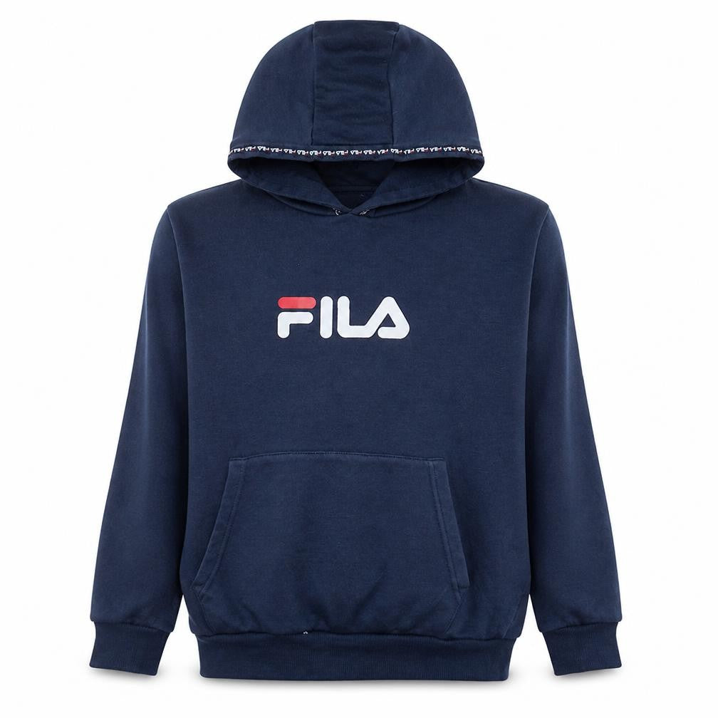 FILA Boys Navy Blue Pullover Hoodie 13-15 Years Logo Cotton Blend