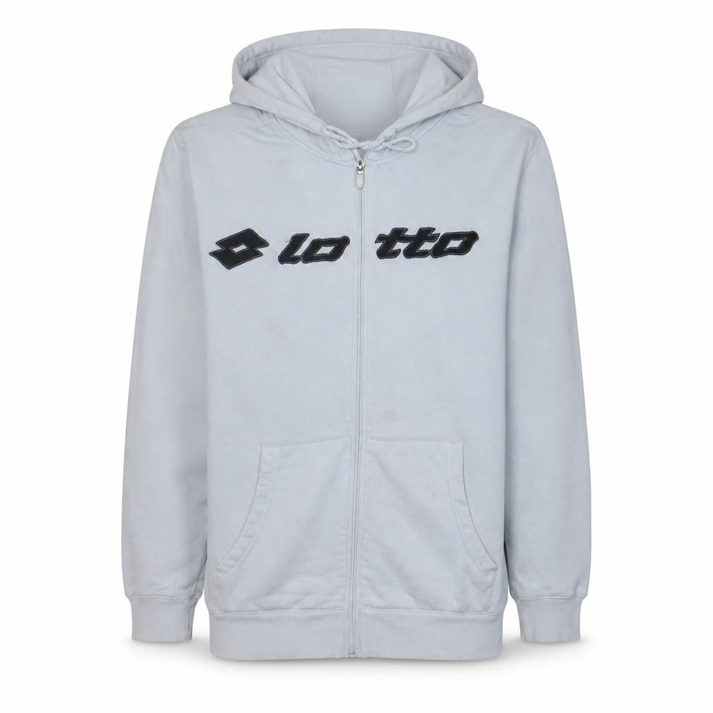 Lotto Men's White Full Zip Hoodie Size L Sports Fleece Sweatshirt