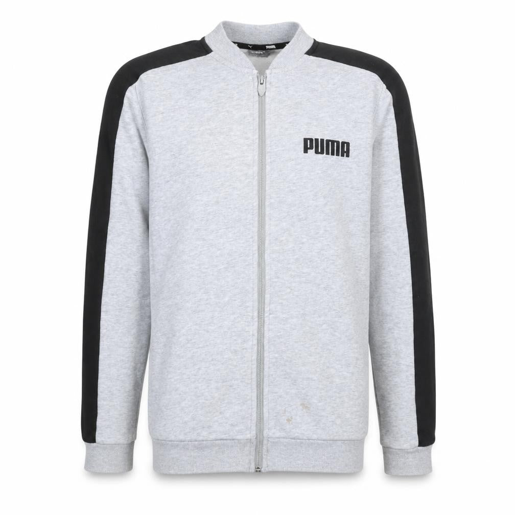 Front view of Puma Men's Grey Full Zip Sweatshirt M Sports Track Top