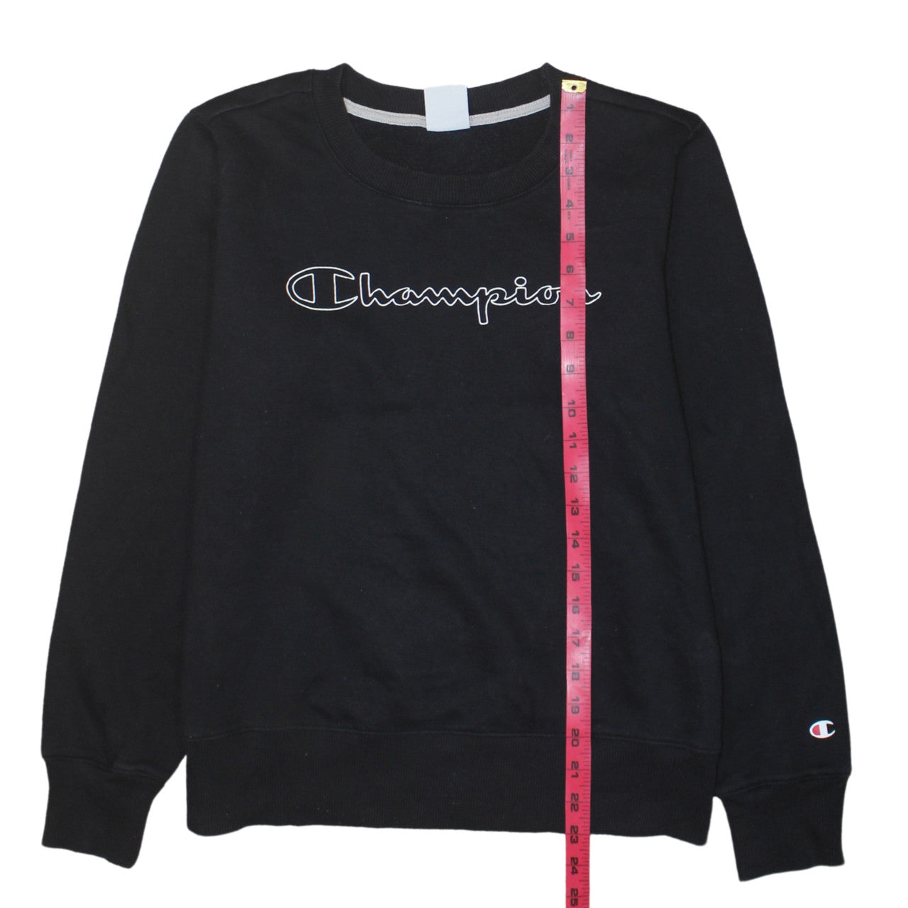 Champion Men's Black Logo Crew Neck Sweatshirt Size M Regular Fit