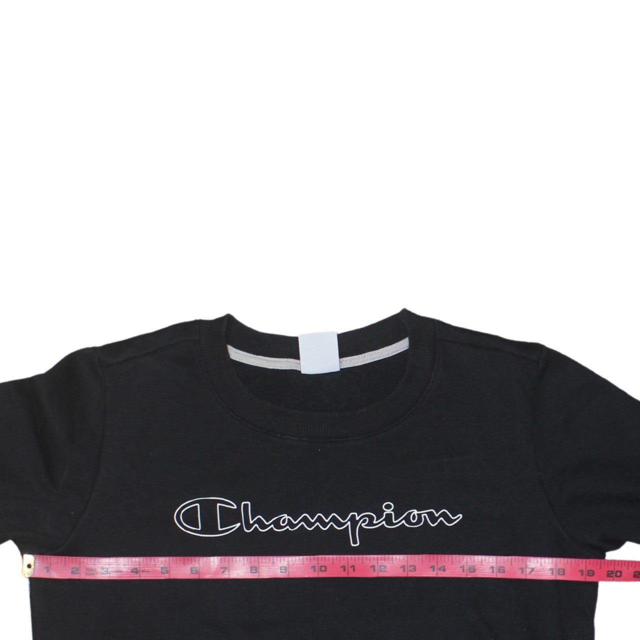 Champion Men's Black Logo Crew Neck Sweatshirt Size M Regular Fit