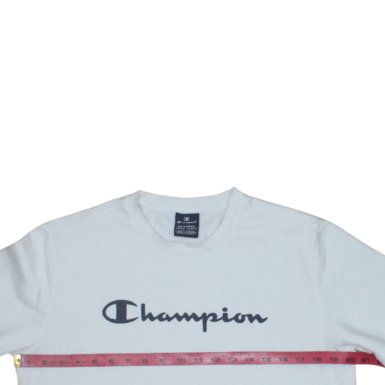 Champion Boys White 2XL Crew Neck Logo Sweatshirt Cotton Blend