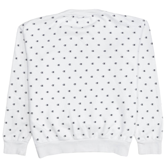 Champion Boys White Medium Sweatshirt All Over Logo Long Sleeve