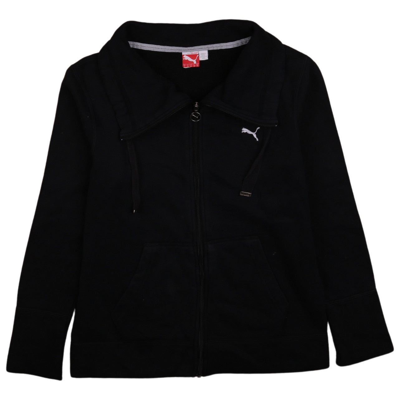 Puma Womens Black Full Zip Hoodie UK 10 with Logo Detail