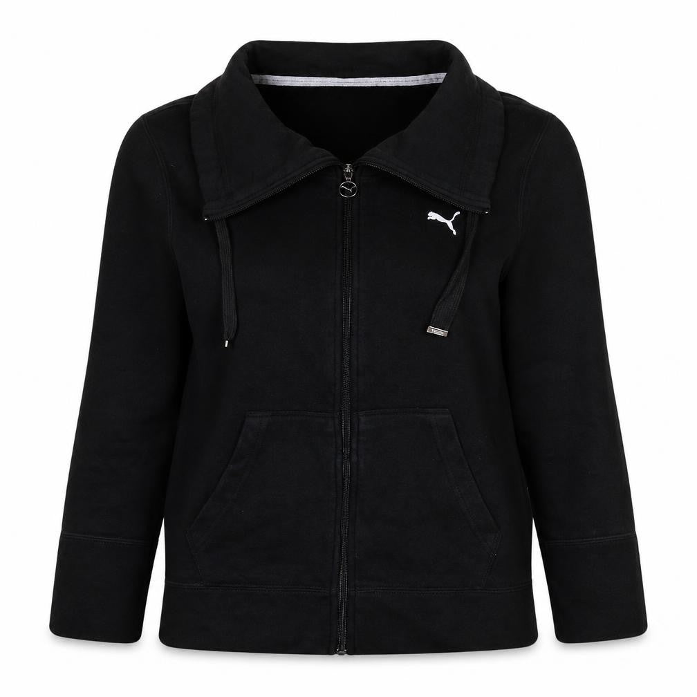 Puma Womens Black Full Zip Hoodie UK 10 with Logo Detail