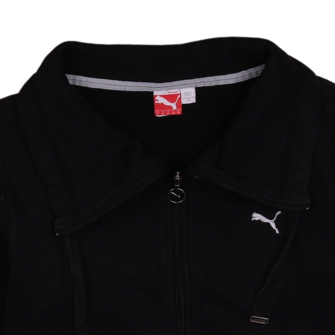 Puma Womens Black Full Zip Hoodie UK 10 with Logo Detail