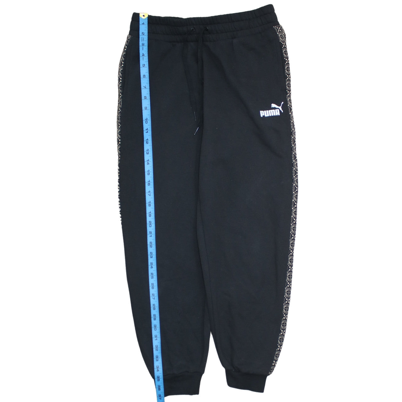 Puma Womens Black Jogger Sweatpants M Elastic Waist Cuffed Trim Fleece