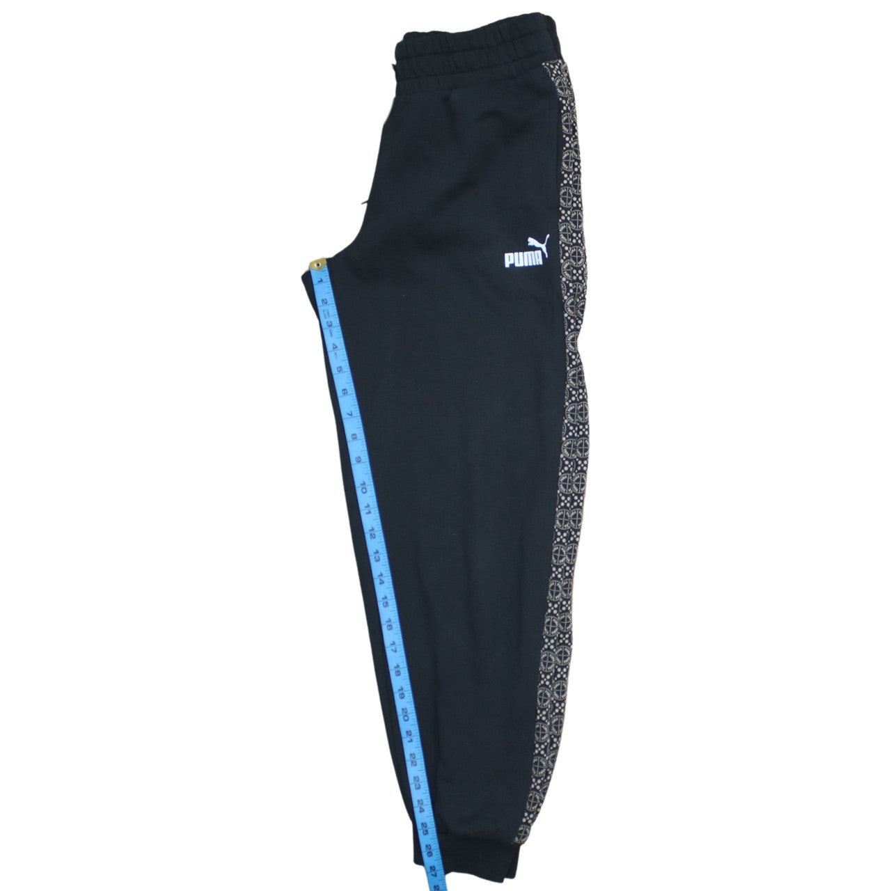 Puma Womens Black Jogger Sweatpants M Elastic Waist Cuffed Trim Fleece