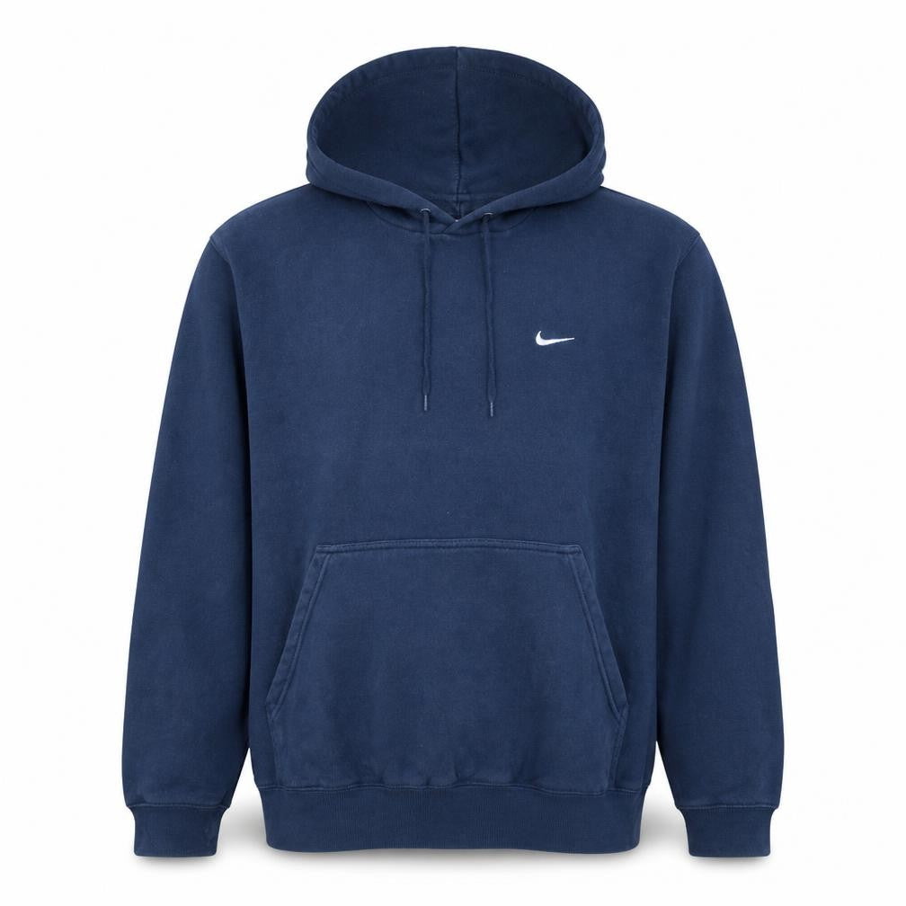 Front view of Nike Men's Blue Pullover Hoodie Regular Fit Fleece M
