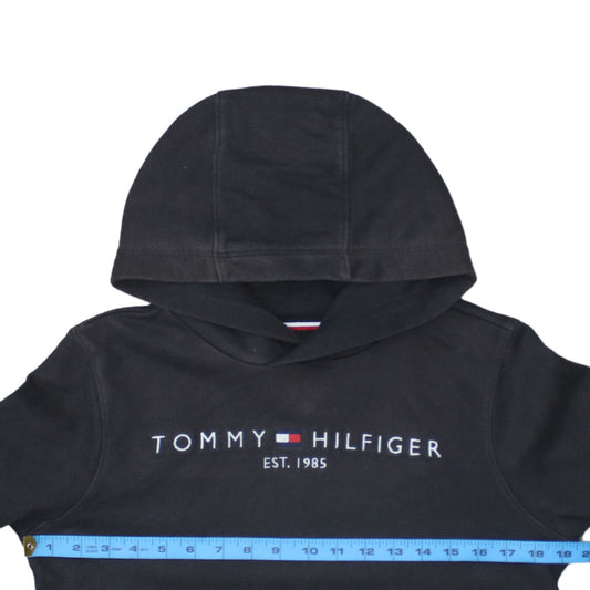 Tommy Hilfiger Boys Black Pullover Hoodie Size 14 Cotton Logo Print