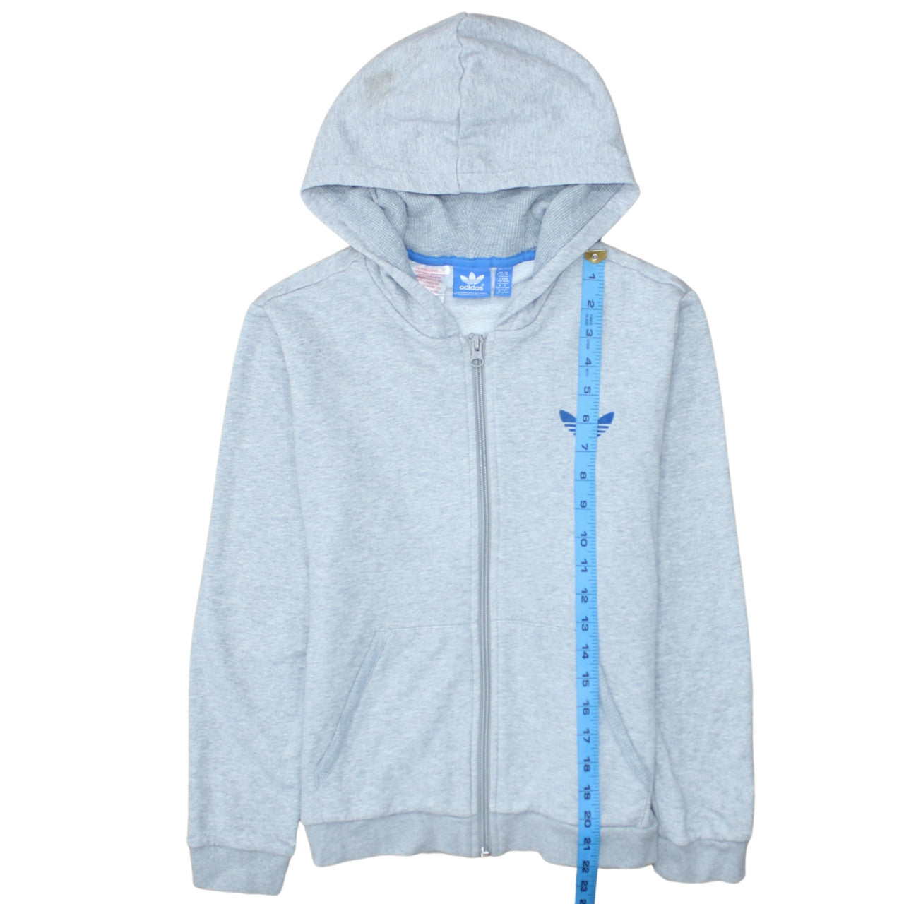 Adidas Originals Boys Grey Full Zip Hoodie Size 11-12 Years Cotton Blend