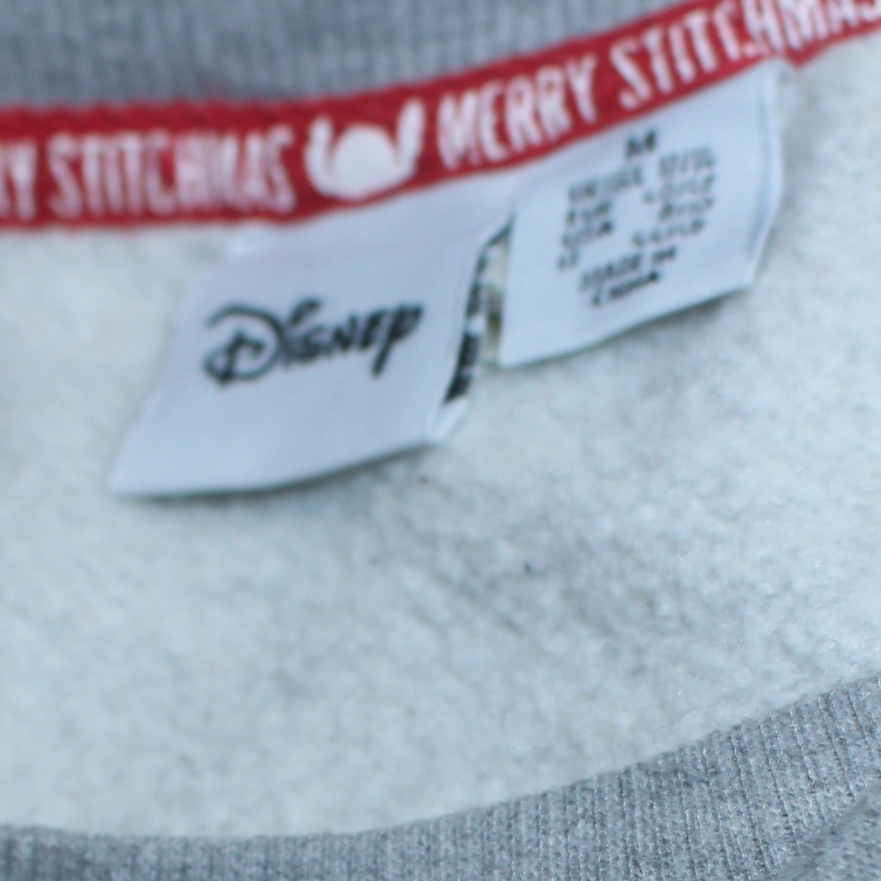 Disney Women Grey Stitch Christmas Sweatshirt M Graphic Glitter Pullover