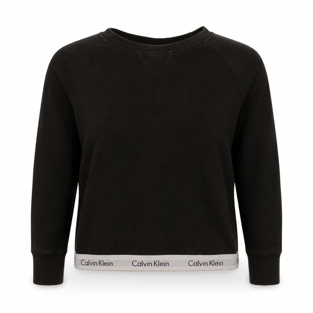 Front view of Calvin Klein Women Black Crew Neck Pullover Sweatshirt M