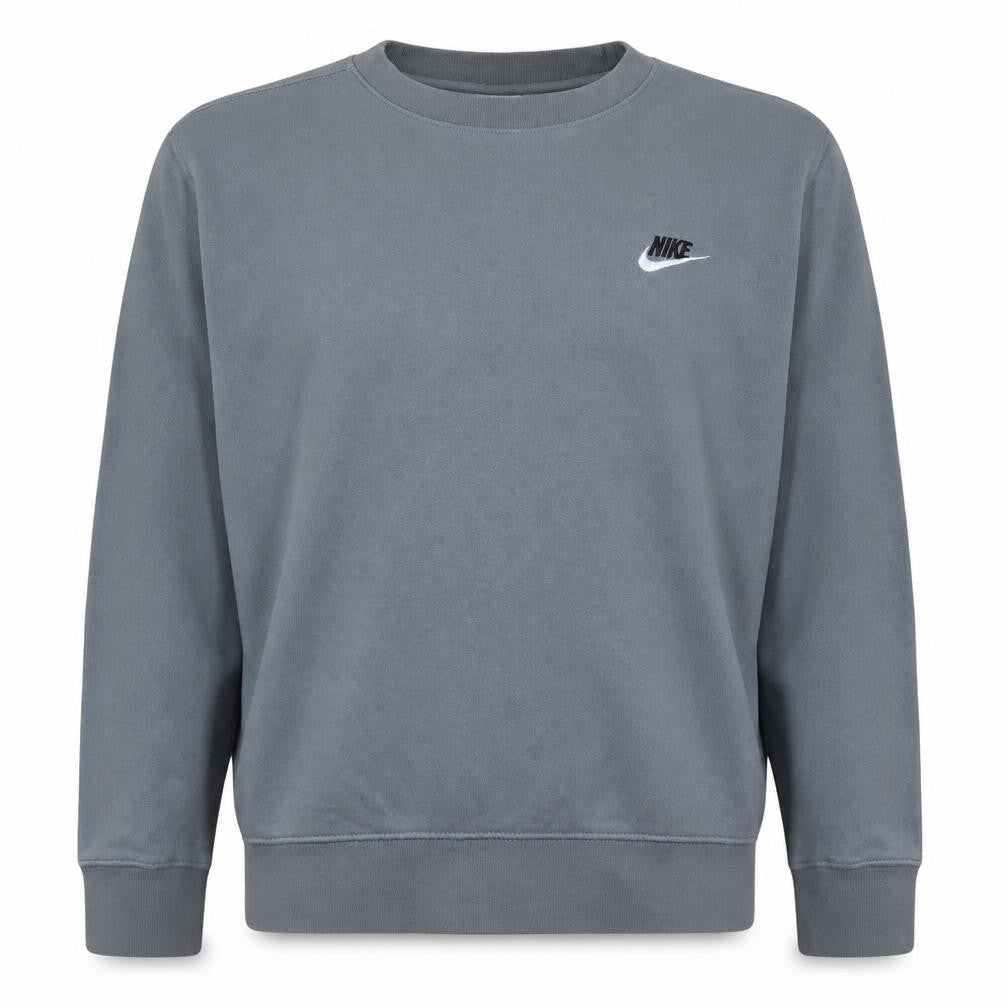 Front view of Nike Men Grey Pullover Logo Sweatshirt M Regular Fit