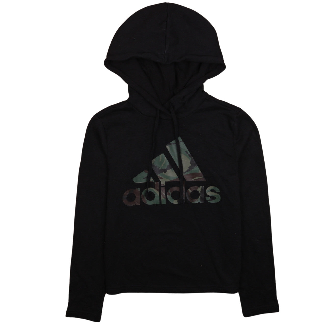 Adidas Womens Black Camo Logo Pullover Hoodie XS