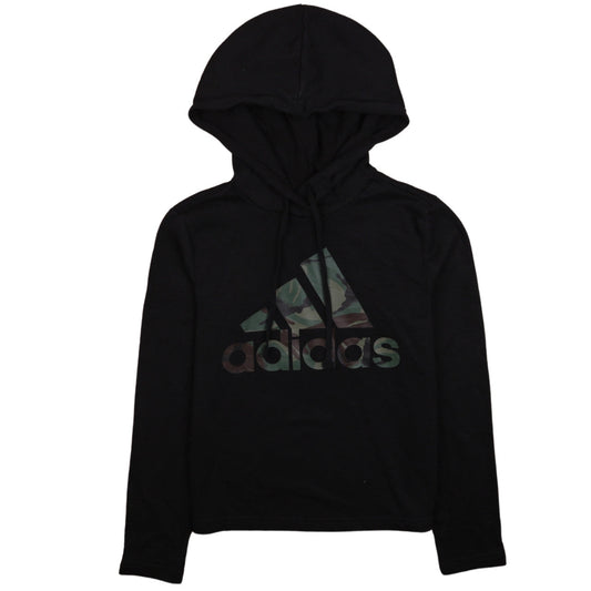 Adidas Womens Black Camo Logo Pullover Hoodie XS