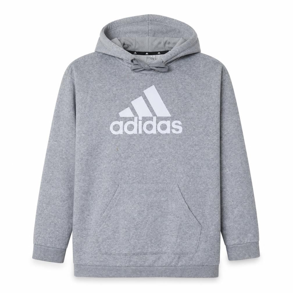 Front view of Adidas Women's Grey Hooded Pullover Sweatshirt, size S, 8-10
