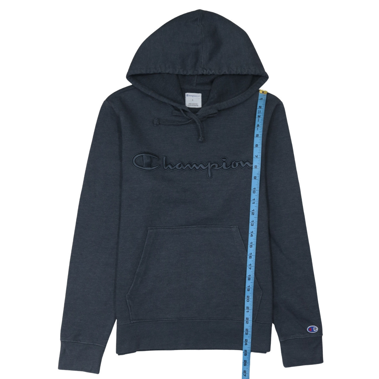 Champion Men’s Grey Pullover Hoodie S Embroidered Logo Fleece