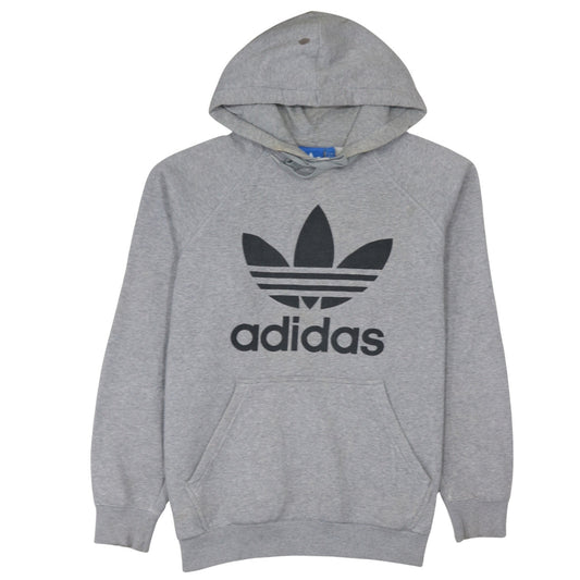 Adidas Mens Grey Pullover Hoodie L Graphic Logo Sportswear
