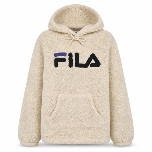 FILA Women Beige Pullover Hoodie Sherpa Fleece Small Winter Casual