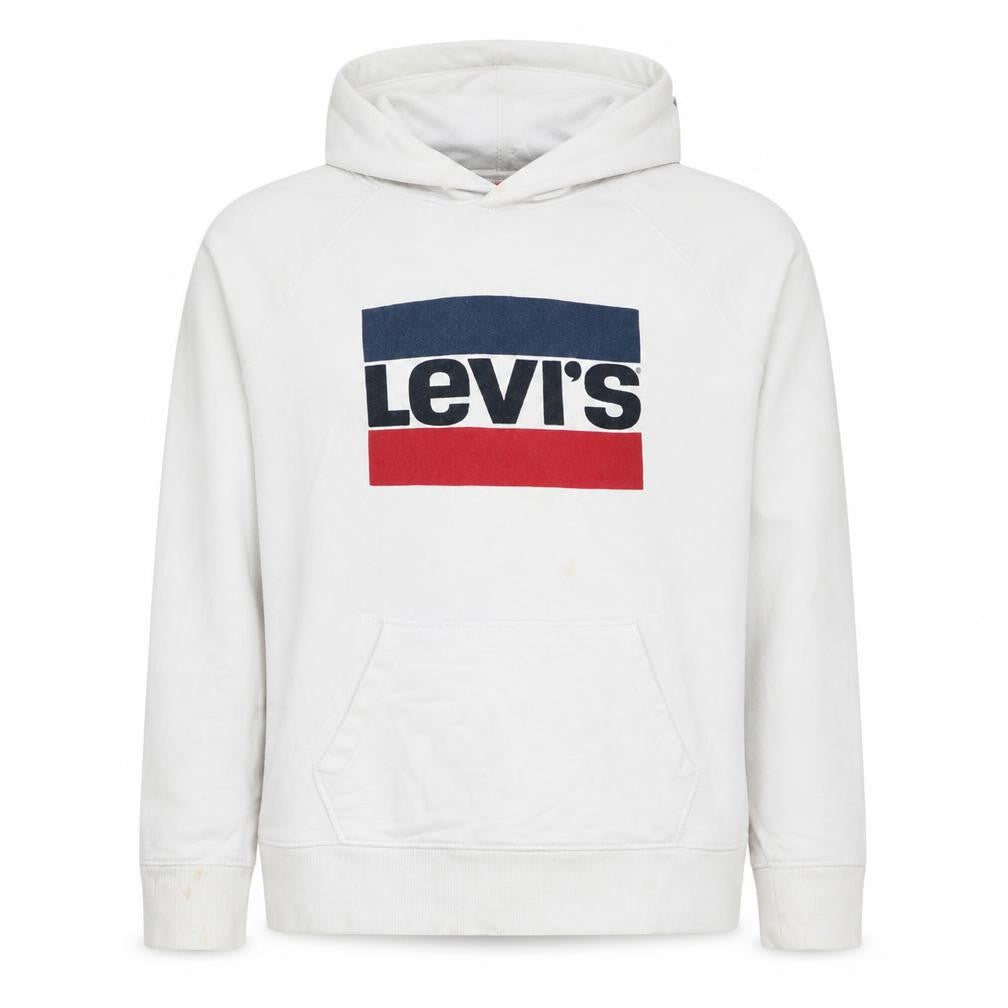 Levi's Men's White Pullover Hoodie M Logo Graphic Cotton Blend