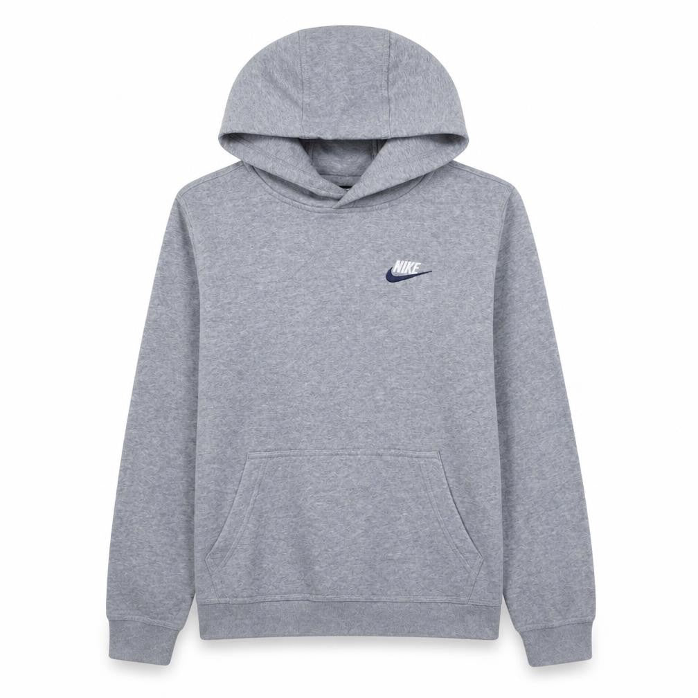 Front view of Nike boys’ grey xl pullover hoodie standard fit fleece sweatshirt