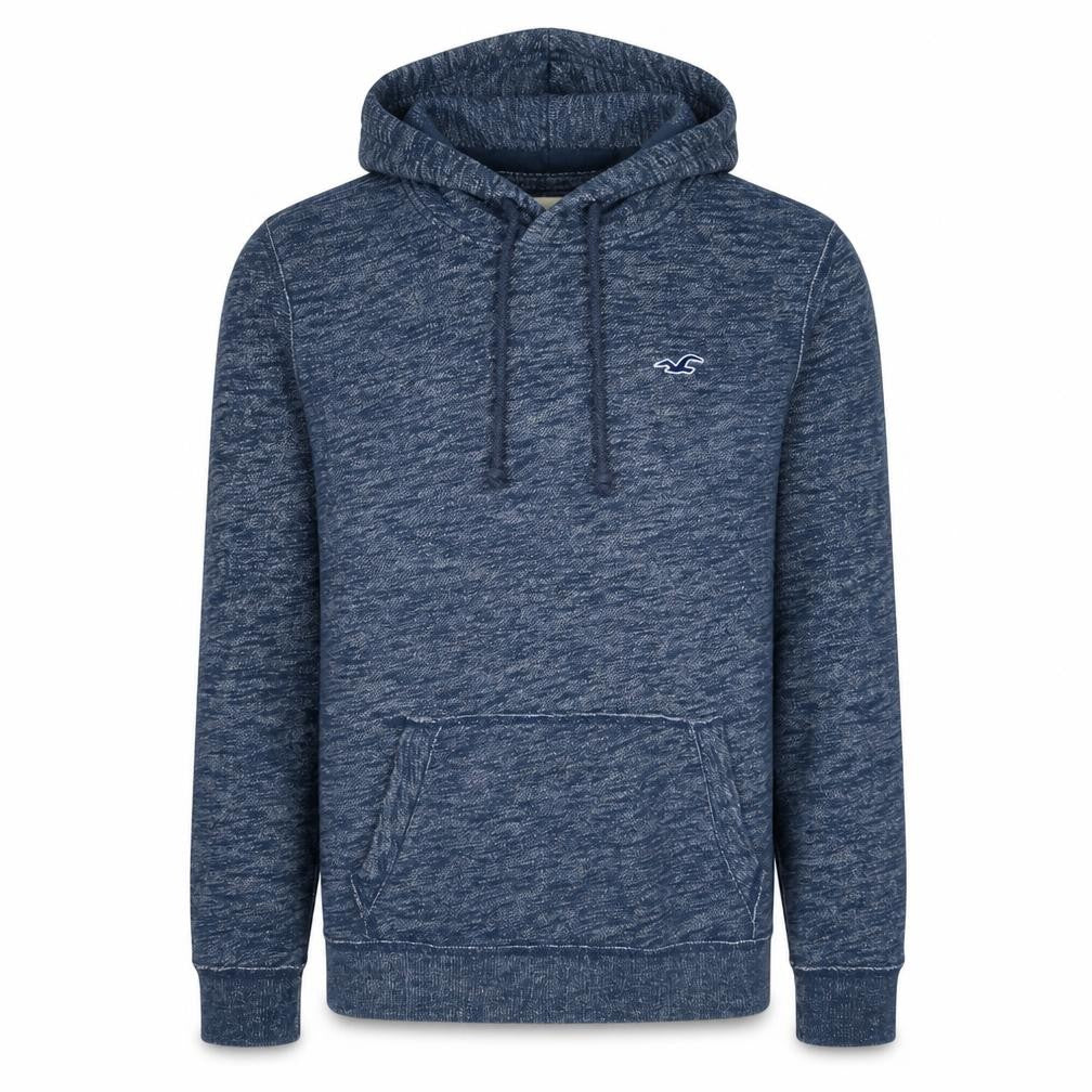 Front view of Hollister Men’s Blue Pullover Hoodie Small Logo Classic Fit