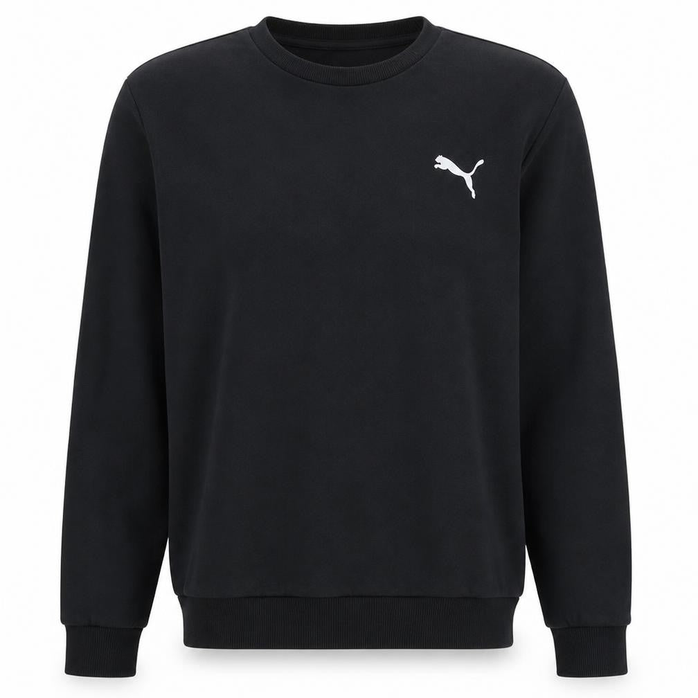 Front view of Puma Men's Black XL Crew Neck Pullover Sweatshirt