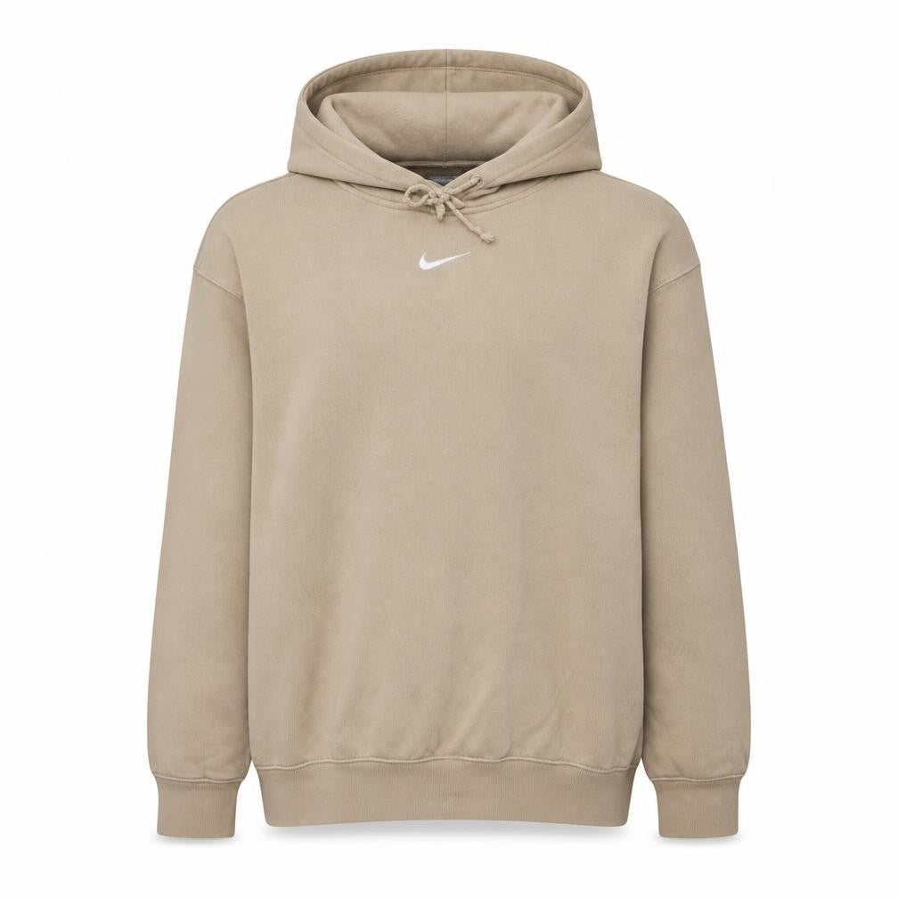 Front view of Nike Men's Beige Pullover Hoodie, size S, Regular Fit Fleece