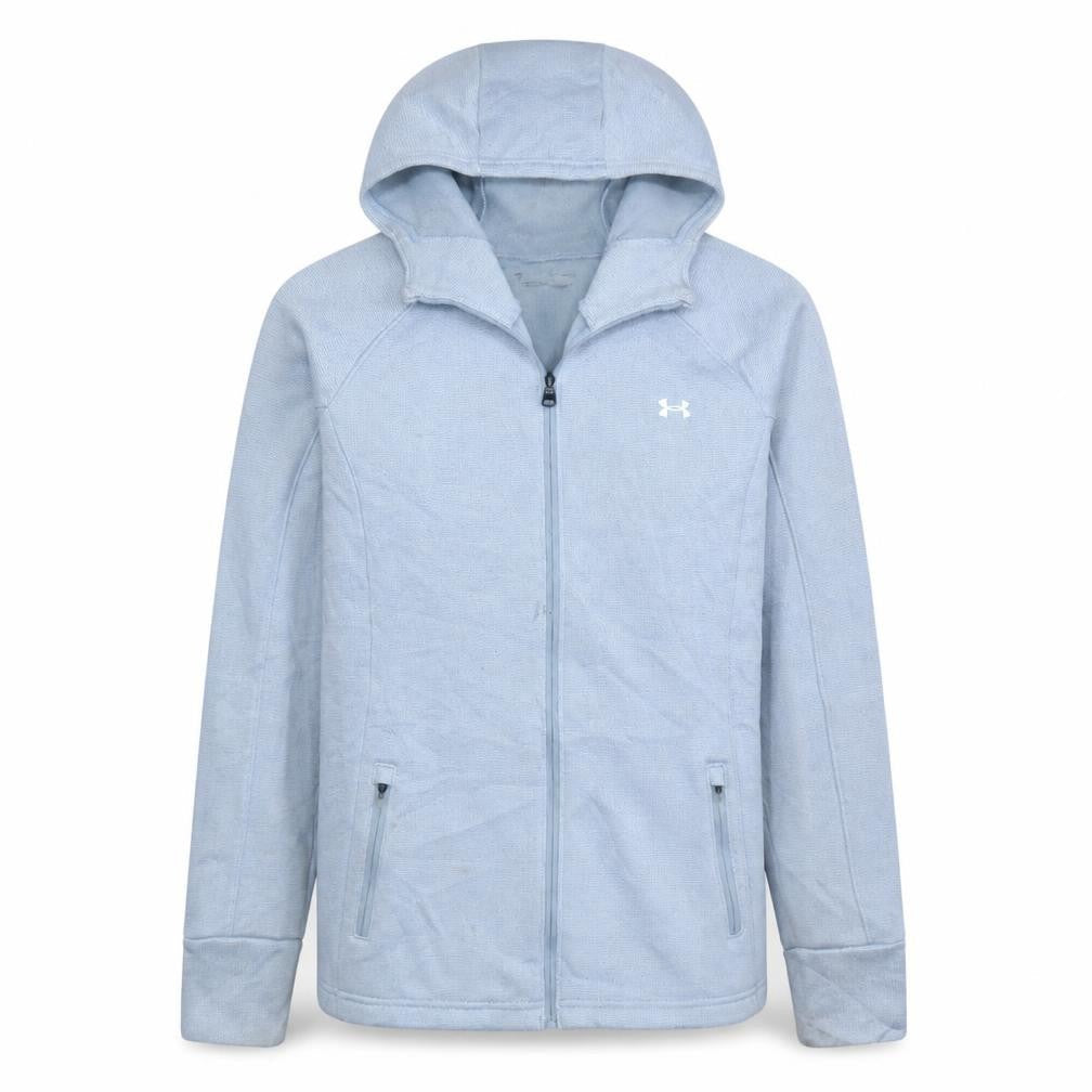 Front view of Under Armour Men Grey Small Full Zip ColdGear Hoodie Jacket