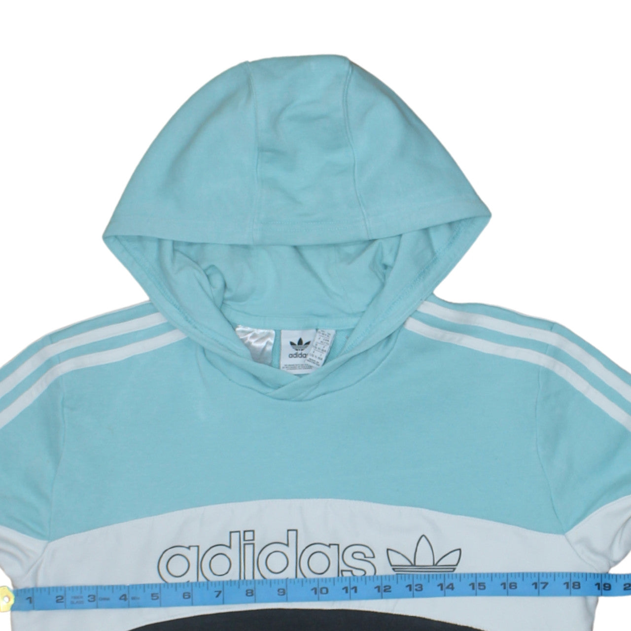 Adidas Boys Blue Black Colourblock Pullover Hoodie XL 15-16 Years