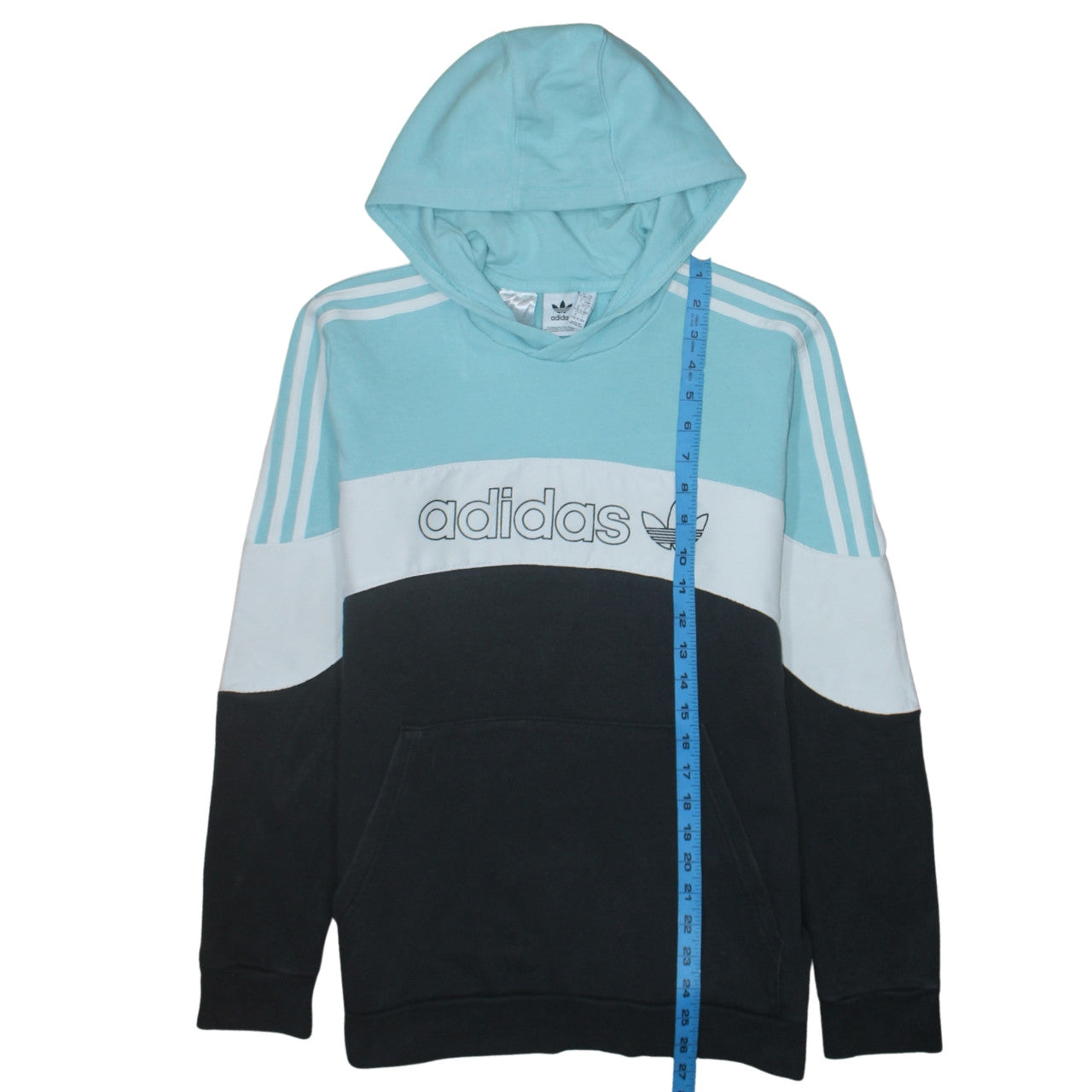 Adidas Boys Blue Black Colourblock Pullover Hoodie XL 15-16 Years