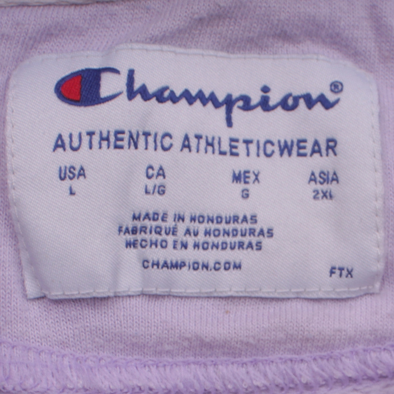 Champion Womens Lilac Pullover Hoodie Size L Logo Print Cotton Blend